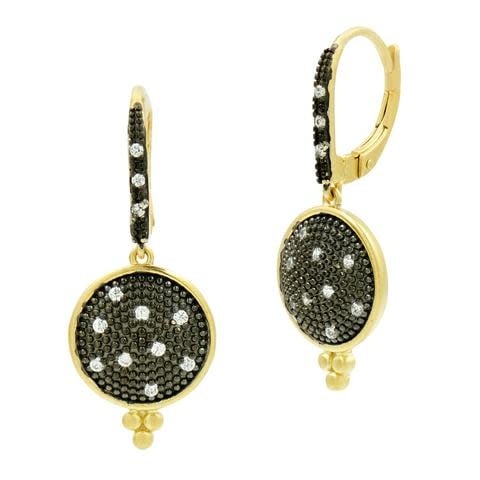 Pave Disc Lever Back Earring