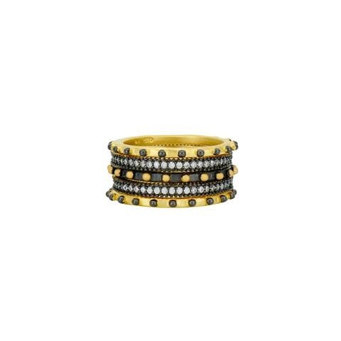 West Point 14k Gold & Rhodium 5-Stack Ring