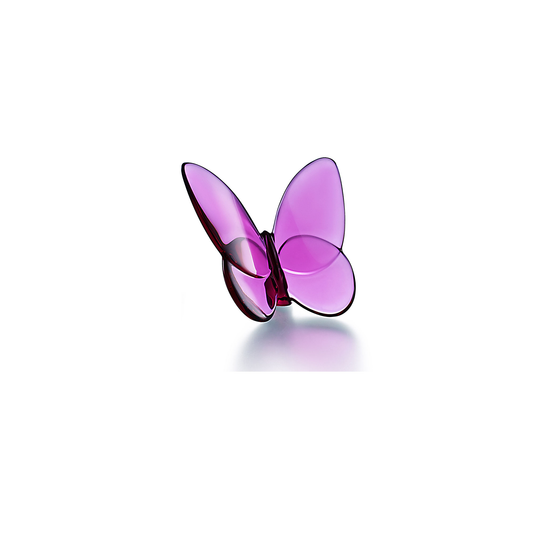 Baccarat Crystal Papillon Peony Pink Lucky Butterfly Sculpture | 3.15x2.56in