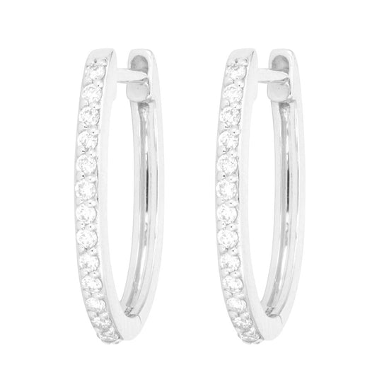 SINGLE | Pave Diamond Oval Hoop Earring | .10c 14k