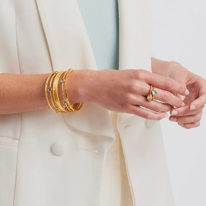 Jewel Stack Ring Gold Iridescent Jade Green Size 7