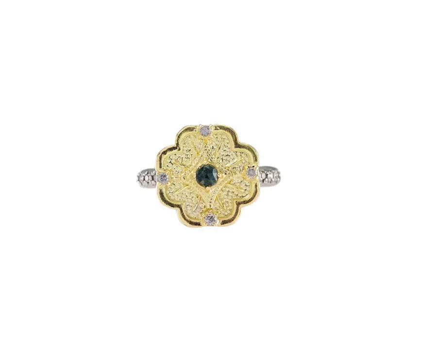 Ring Artifact with London Blue Topaz + Diamonds | S6.5