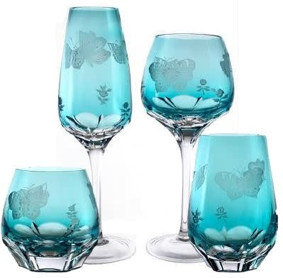 Varga Crystal Water Goblet | Papillion Turquoise 9.5oz