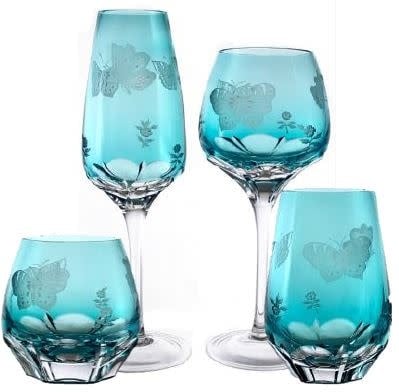 Varga Crystal White Wine Glass | Papillion Turquoise 6oz