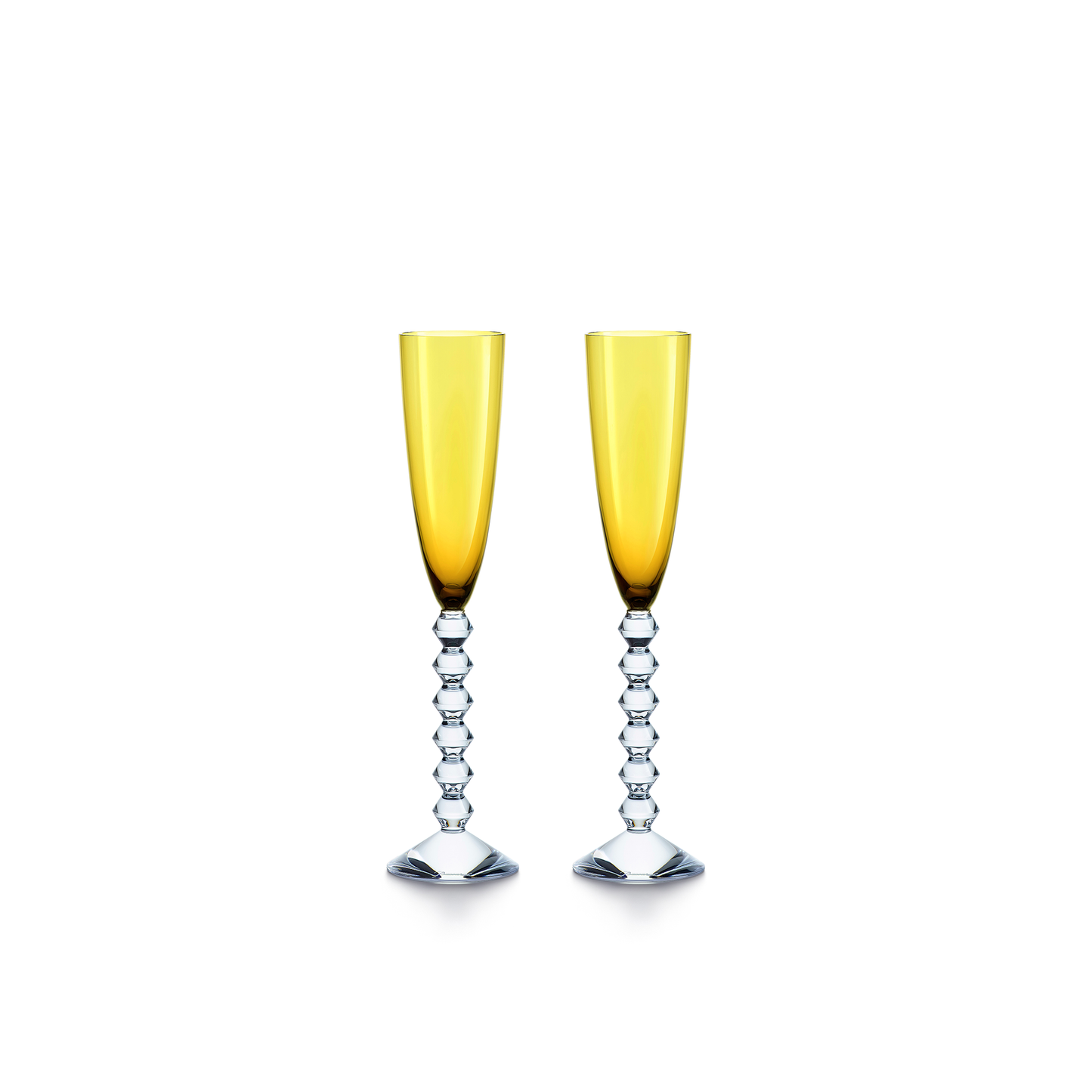 Baccarat Crystal Vega Flutissimo Amber Champagne + Cocktail Flute Set of 2 | 11.3in + 6.09oz