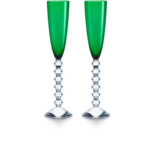 Baccarat Vega Flutissimo Flutes Set of 2 | Green