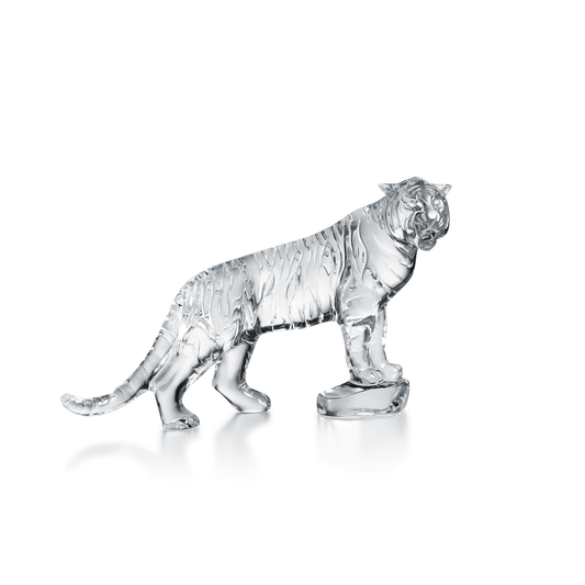 Baccarat Crystal Roaring Bengal Tiger Sculpture | 12.60x7.95in