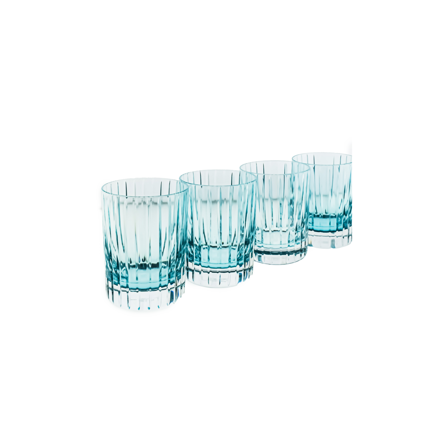 Baccarat Crystal Harmonie Colors of Joy Pastel Turquoise Double Old Fashioned Tumbler Glass Set of 4 | 4.13in + 11.02oz