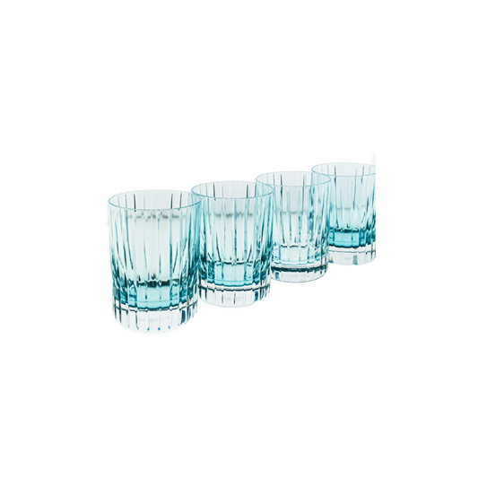 Baccarat Crystal Harmonie Colors of Joy Pastel Turquoise Double Old Fashioned Tumbler Glass Set of 4 | 4.13in + 11.02oz