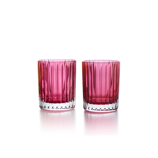 Baccarat Crystal Harmonie Colors of Joy Intense Red Raspberry Double Old Fashioned Tumbler Glass Set of 2 | 4.13in + 11.02oz