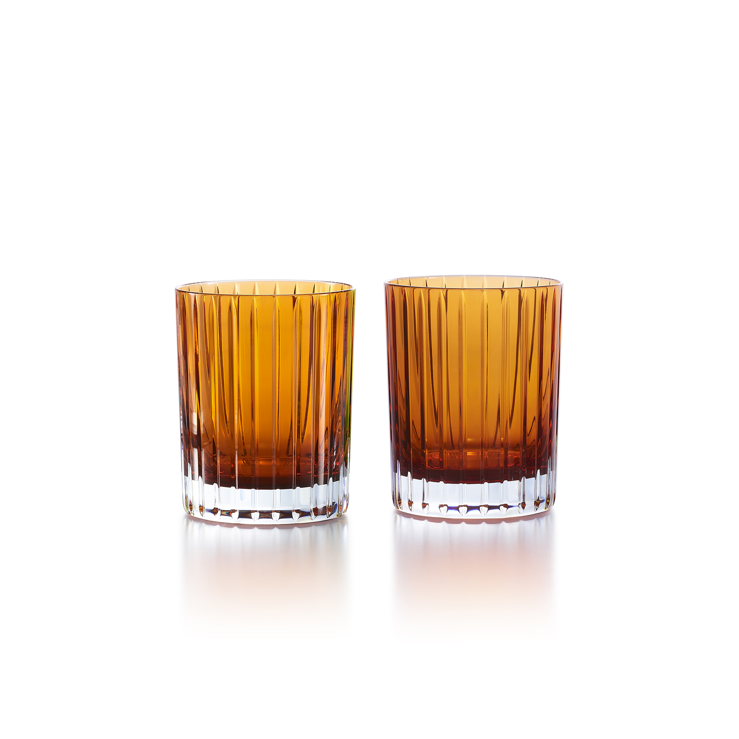 Baccarat Crystal Harmonie Colors of Joy Intense Amber Orange Double Old Fashioned Tumbler Glass Set of 2 | 4.13in + 11.02oz