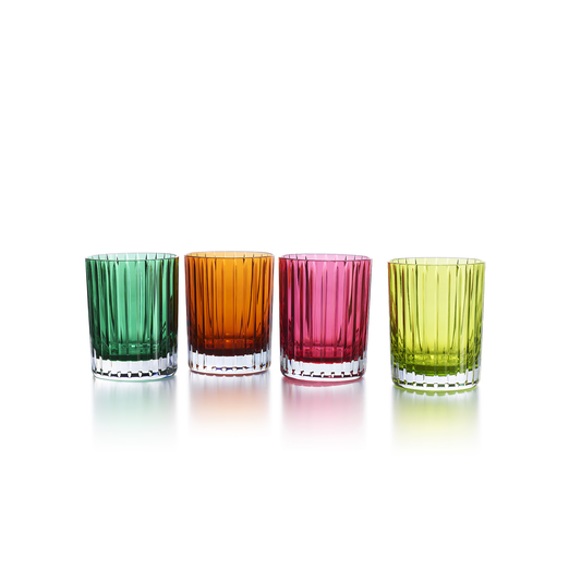 Baccarat Crystal Harmonie Colors of Joy Intense Multi Color Double Old Fashioned Tumbler Glass Set of 4 | 4.13in + 11.02oz