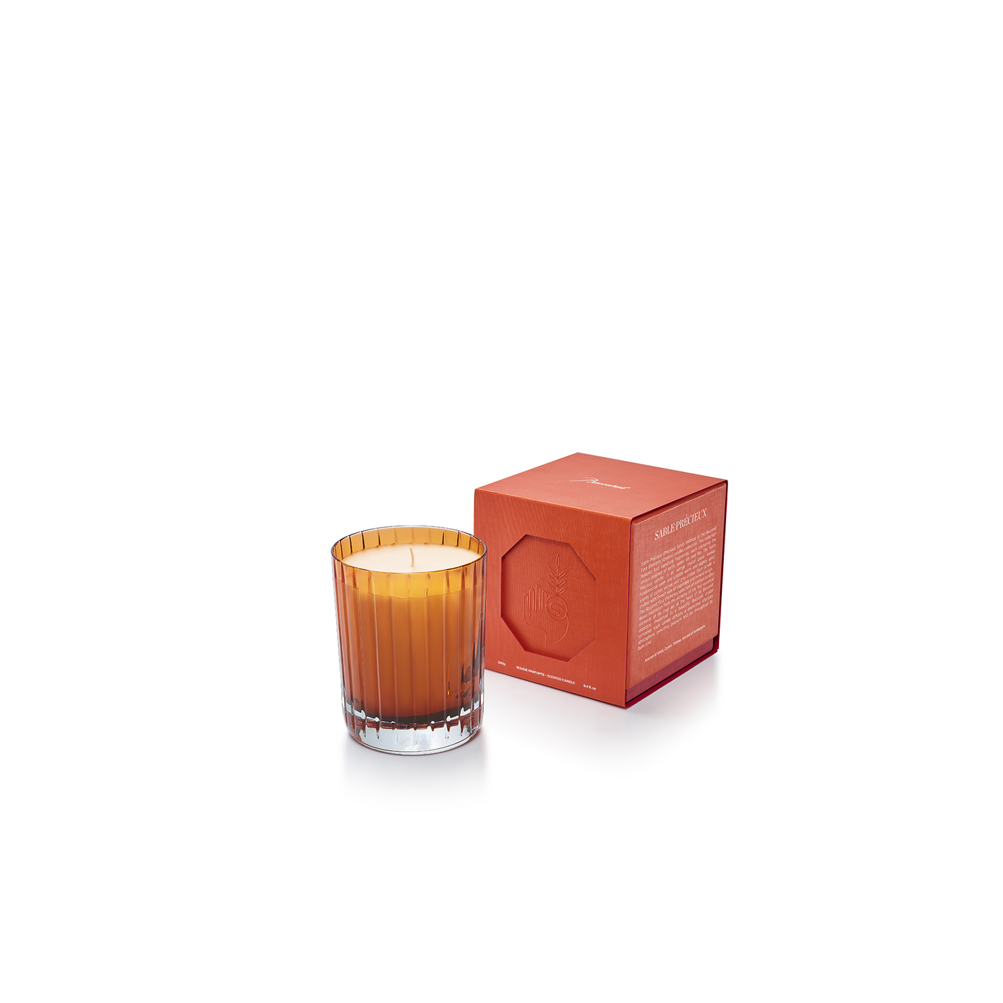 Baccarat Crystal 4 Elements Earth Scented Candle in Harmonie Colors of Joy Intense Amber Orange Double Old Fashioned Tumbler Glass 55 Hour Burn Time | 4.13in