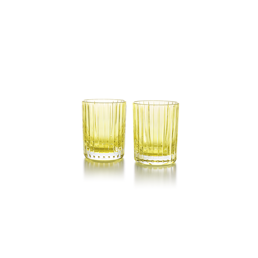 Baccarat Crystal Harmonie Colors of Joy Pastel Yellow Double Old Fashioned Tumbler Glass Set of 2 | 4.13in + 11.02oz