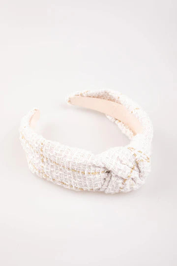 Tweed Knot Headband | White