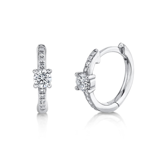 Diamond Huggie Earrings | 14k White Gold .25c