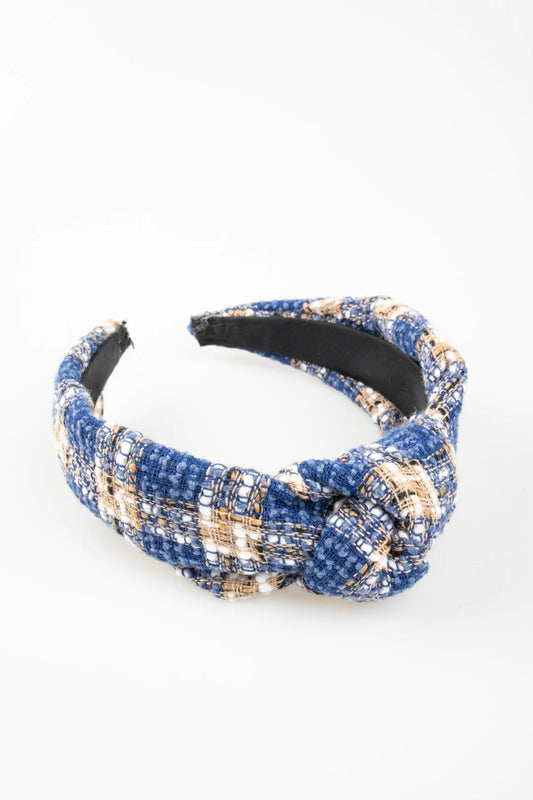 Tweed Knot Headband | Cobalt