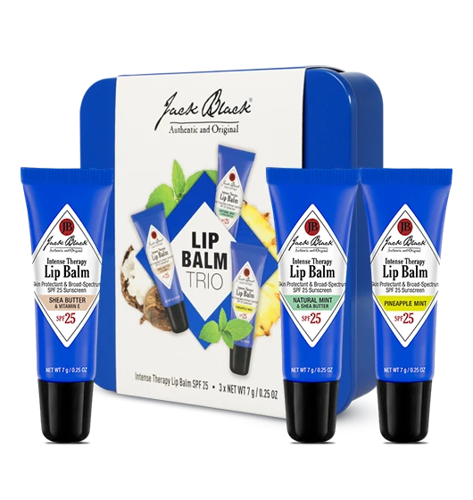 Jack Black Lip Balm Trio | Shea Butter, Natural Mint, Pinapple Mint