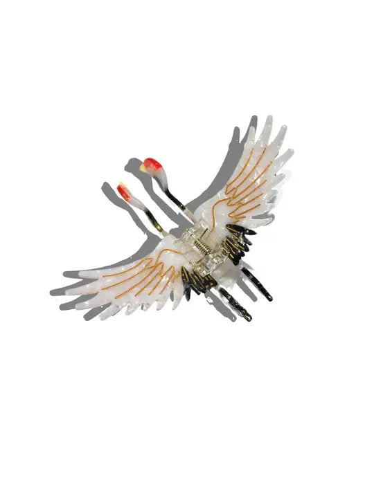 Hand Painted Claw Clip | Crane