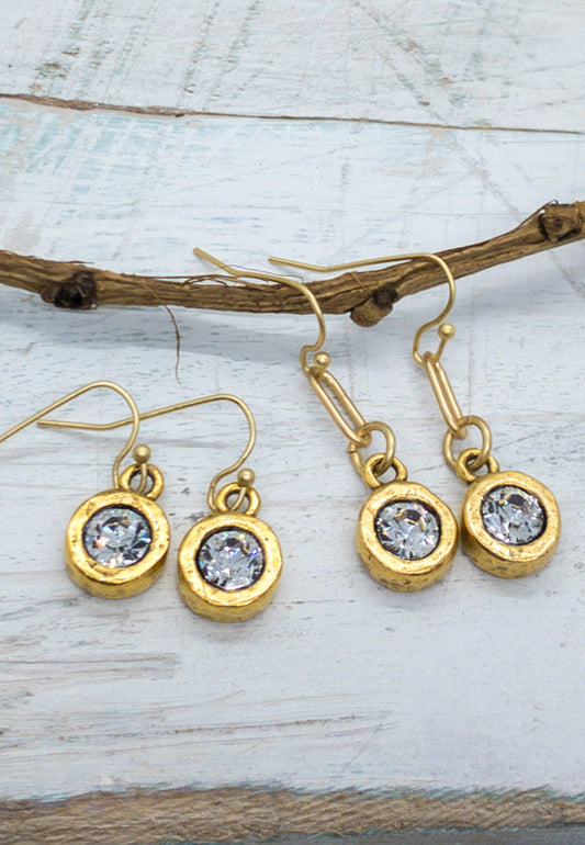 Kitzi Gold Crystal Pendant Small Drop Earrings