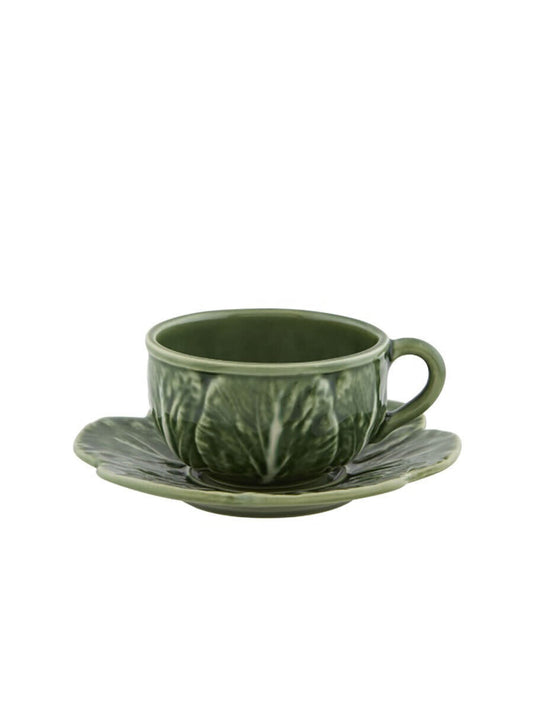 Bordallo Pinheiro Cabbage Tea Cup & Saucer  | Green