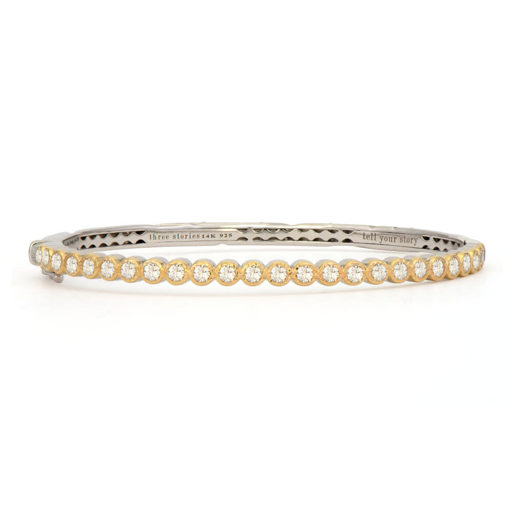 Diamond Bezel Set Bangle Bracelet | 1.69c 14k + 925