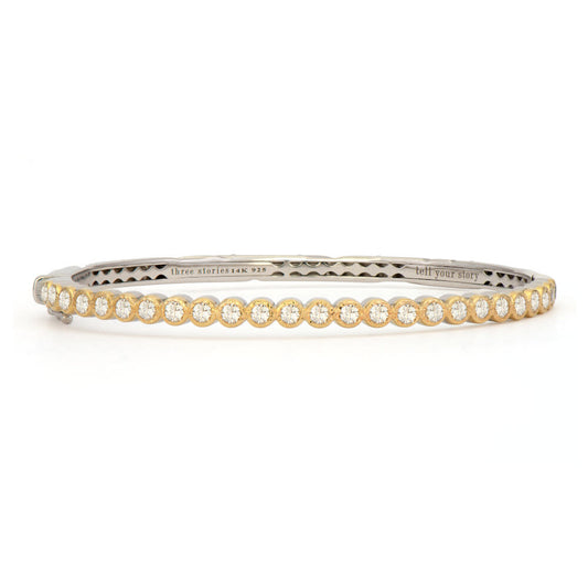 Diamond Bezel Set Bangle Bracelet | 1.69c 14k + 925