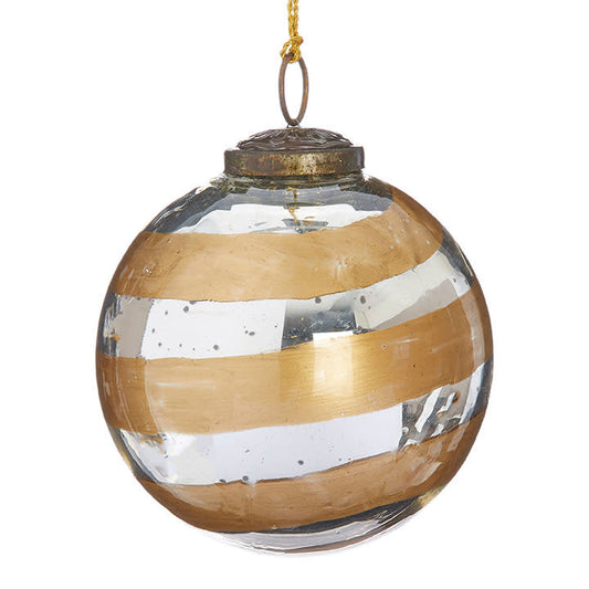 Striped Ball Glass Ornament 4"