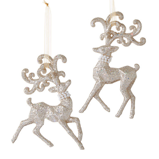Glitter Deer Ornament 6" Assorted