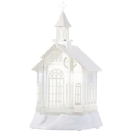 Lighted Water Church 10.5"
