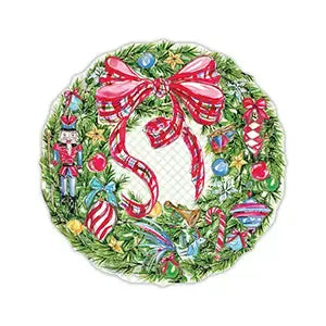 Posh Round Placemats Christmas Wreath Plaid Bow