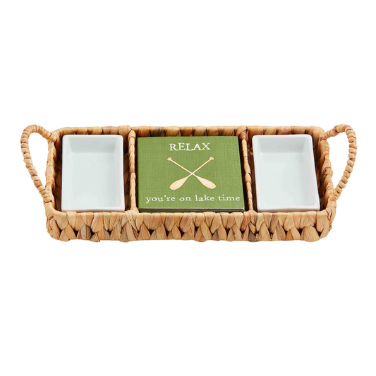Lake Time Hyacinth Serving Basket + Napkin Set | 12x5in