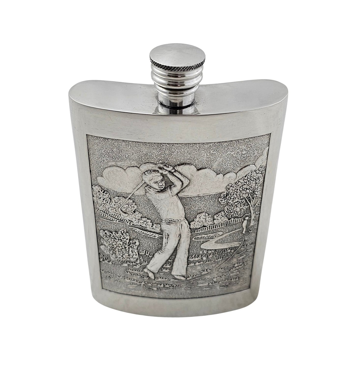 Pewter Golf Scene Flask | 6oz