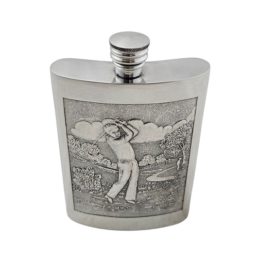 Pewter Golf Scene Flask | 6oz