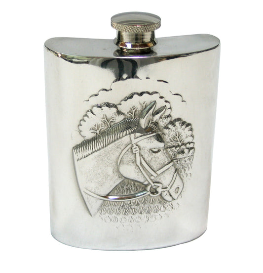Pewter English Horse Head Flask | 6oz