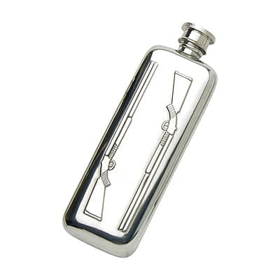 Pewter English Boot Hip Slimline Shotguns Flask | 3oz