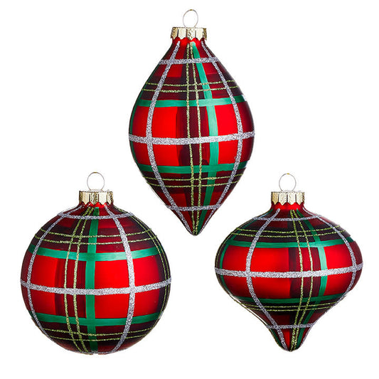 Plaid Ornament 4" Assorted