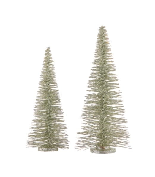 Champagne Green Bottle Brush Tree set of 2 | 23.5in