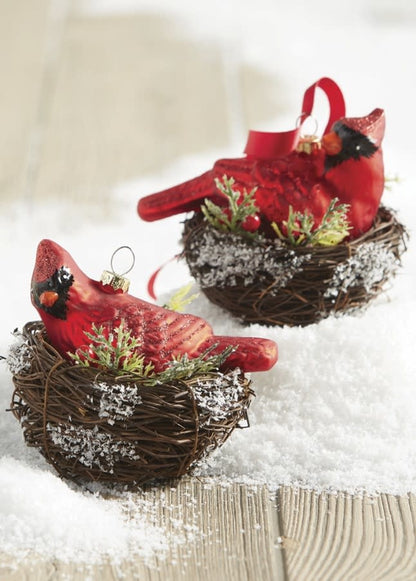 Cardinal in Nest Ornament 4.5"