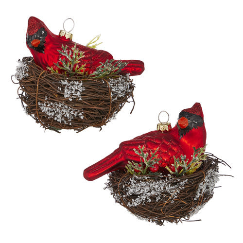 Cardinal in Nest Ornament 4.5"