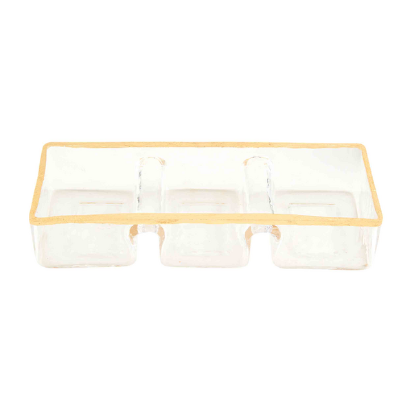 Glass + Gold Triple Serving Bowl | 4.5x12in