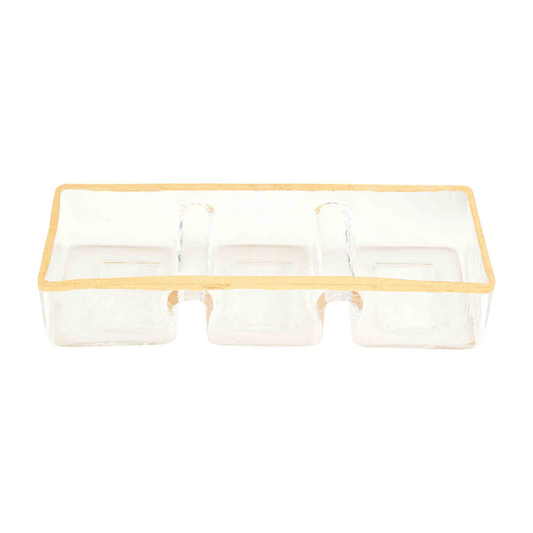 Glass + Gold Triple Serving Bowl | 4.5x12in