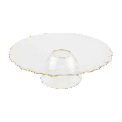 Glass + Gold Pedestal Chip + Dip Reversible Server | 3.5x6in