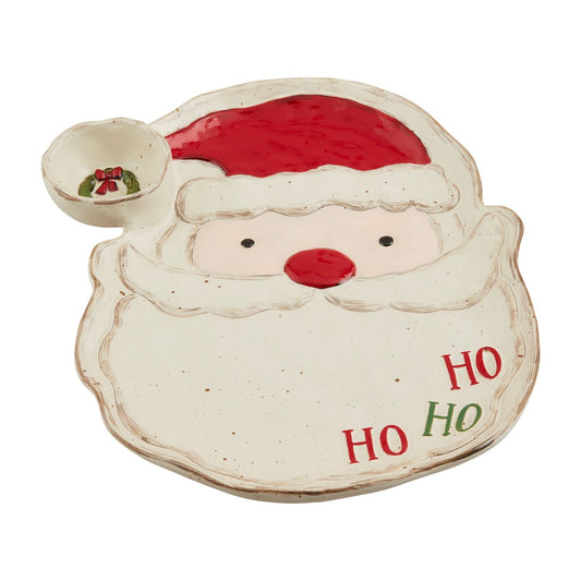 Santa Hand Painted Stoneware Chip + Dip Server | 12.25x10.75in