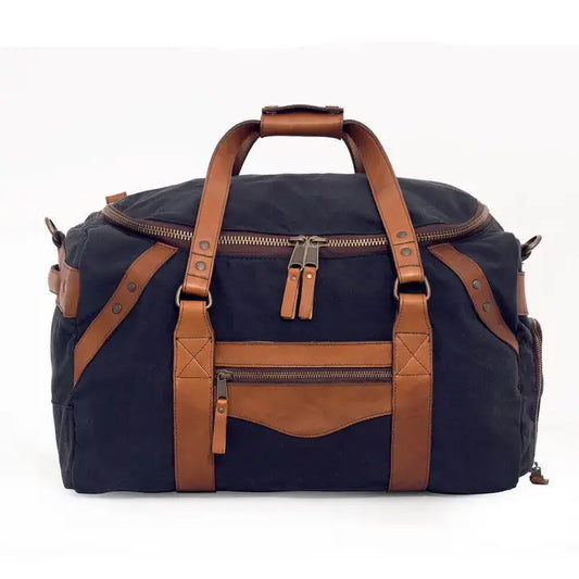 Campaign Waxed Canvas Duffle Bag | Medium Hickory + Navy