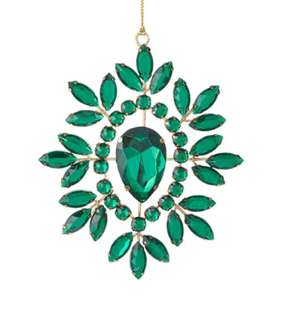 Green Jeweled Ornament | 5in