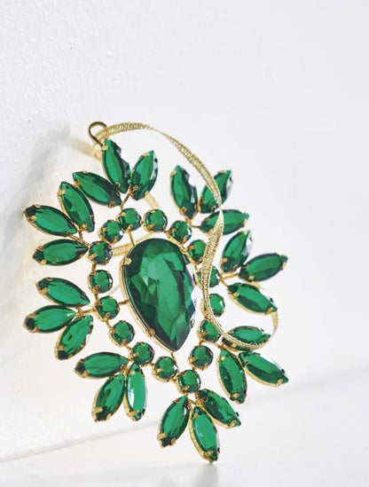 Green Jeweled Ornament | 5in