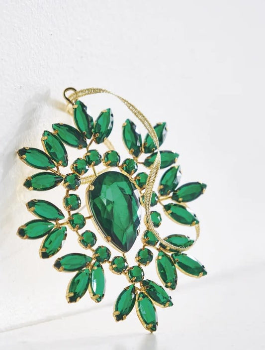Green Jeweled Ornament | 5in