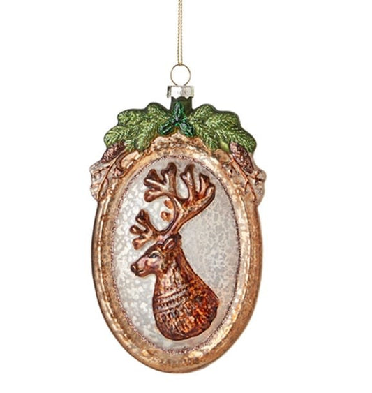 Antique Silhouette Deer Disc Ornament | 5.75in