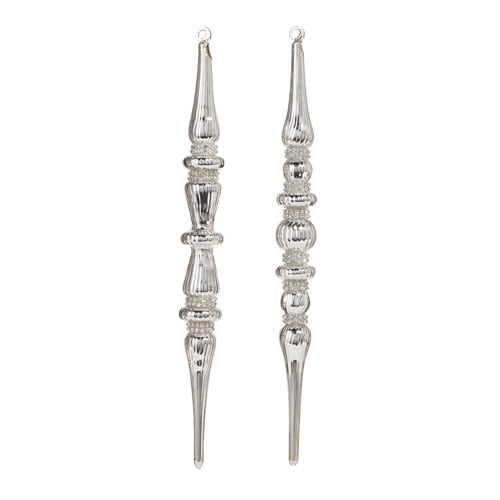 Jeweled Teardrop Ornament | Silver 12in